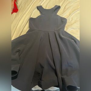 Navy blue a-line high neck cocktail dress